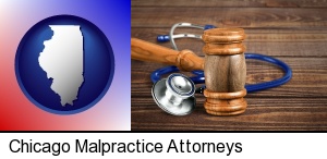 Chicago, Illinois - a gavel and a stethoscope
