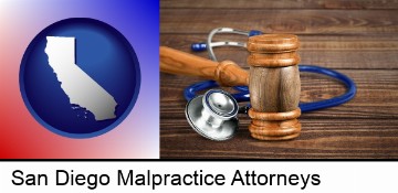 a gavel and a stethoscope in San Diego, CA